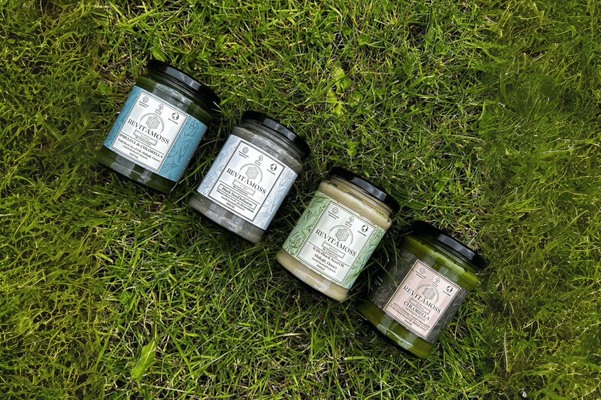 sea moss jar on grass